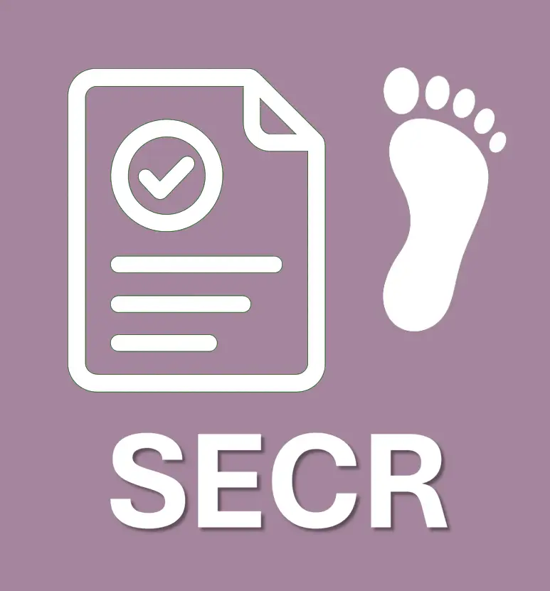 image showing a report, footprint and SECR text.