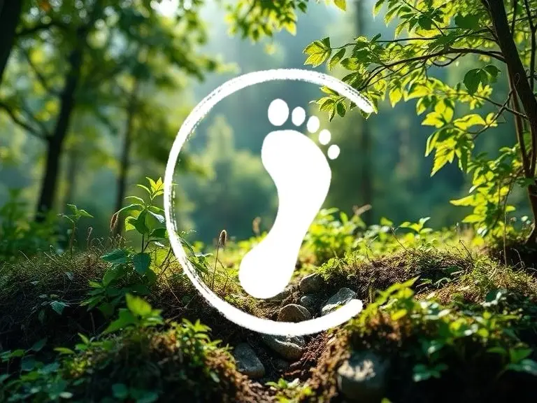 Image showing Changing Footprint Logo in front of woodland scene