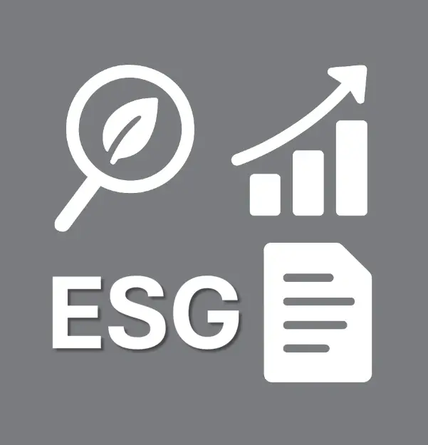 image showing report, Graph, search and ESG text.